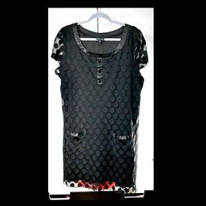 Plus Size Goth Sheer Polka Dot Black Dress 18W